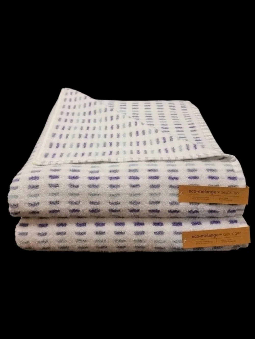 10pc ECO Melange 2 Bath 2 Hand 6 Washcloth Towel Set Purple Blue Ombre Check NEW